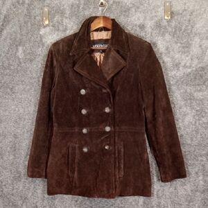 Kenneth Cole Reaction Chocolate Brown Leather Acadamia Y2k Jacket Small